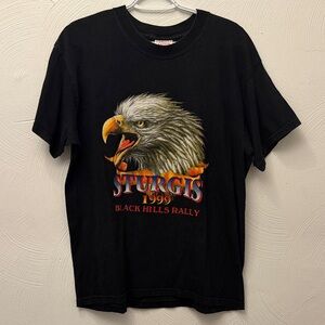 Sturgis  Black Short Sleeve Tee with big face Eagle